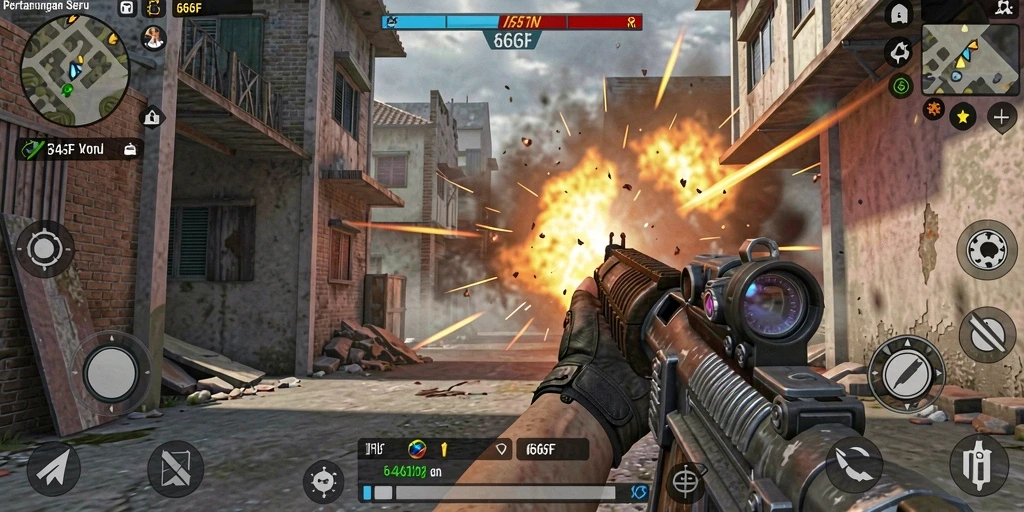Screenshot gameplay TPS 666F yang menegangkan dan seru.