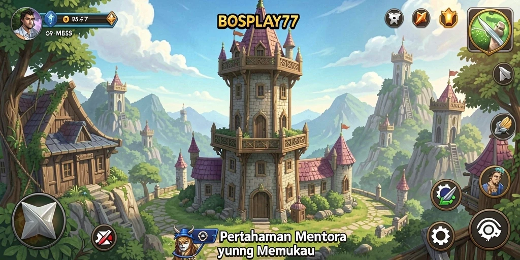 Screenshot menggambarkan gameplay menara pertahanan yang mendebarkan.