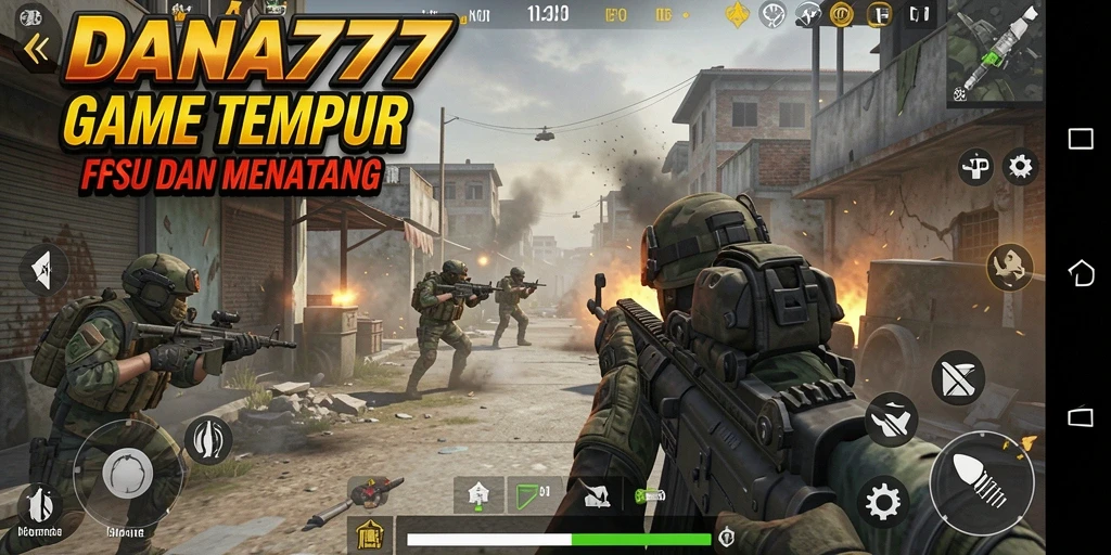 Screenshot menunjukkan aksi seru dalam DANA777 dengan grafis FPS yang mengesankan.