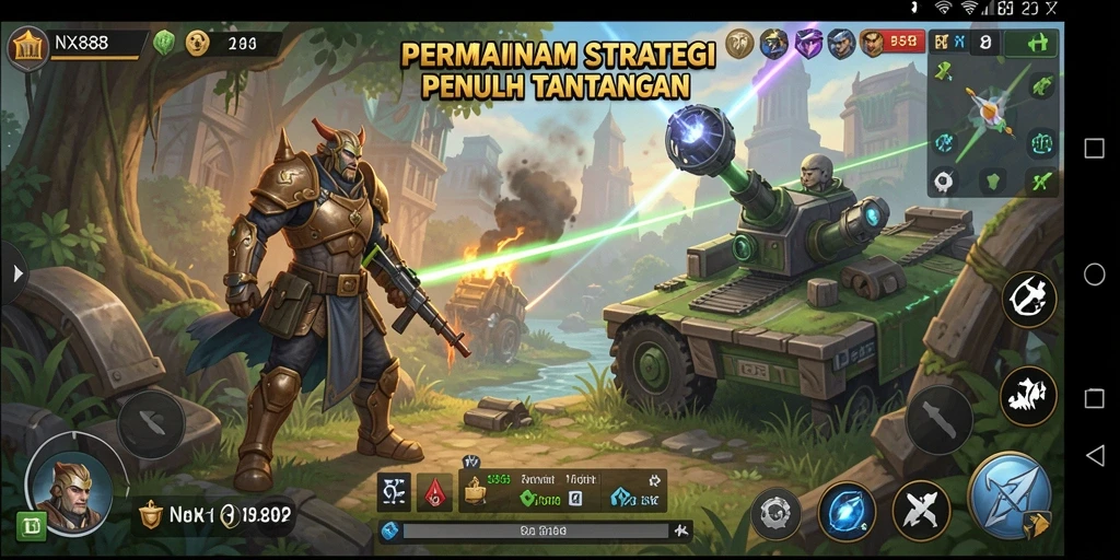 Screenshot gameplay NX888 menampilkan aksi strategi yang mendebarkan.