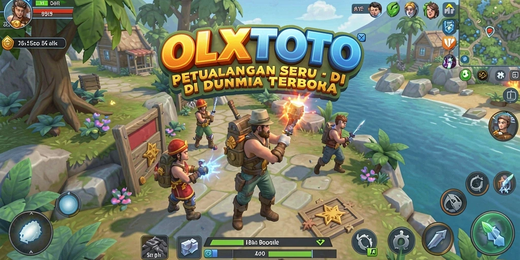 Screenshot gameplay OLXTOTO yang menampilkan petualangan di dunia terbuka.