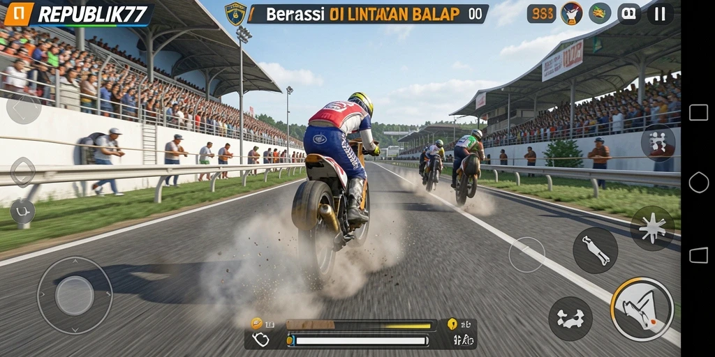 Tampilan gameplay Racing yang menegangkan di REPUBLIK77.